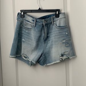 Light wash jean shirt raw hem